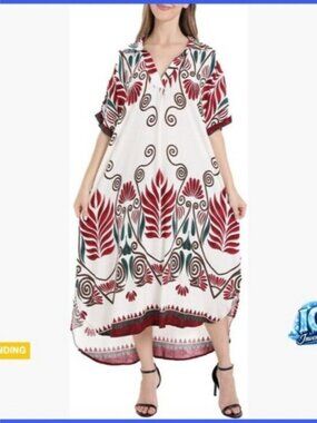 Plus Size Viscose Maxi Dress with Pockets A-Line Casual